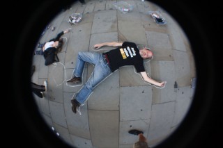 Die-in at the arms fair in 2011 Die-in at the arms fair in 2011